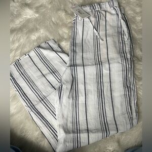 NWT Vineyard Vines White Linen Striped Drawstring Pants